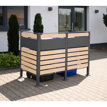 Westmann box 2 kovový box na odpadkové koše 2 x 240l, imitácia dreva
