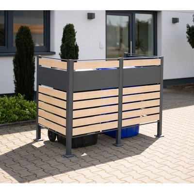 Westmann box 2 kovový box na odpadkové koše 2 x 240l, imitácia dreva
