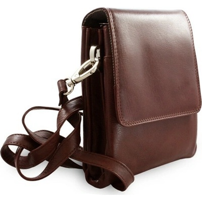Malý hnědý kožený pánský crossbag