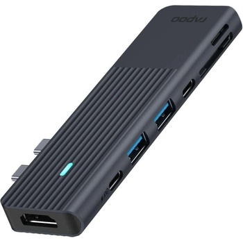 Rapoo Докинг станция RAPOO 11411, USB 3.2 Gen 1, 7 портов (USB-A, USB-C, HDMI, SD, MicroSD) - RAPOO-11411 (RAPOO-11411)