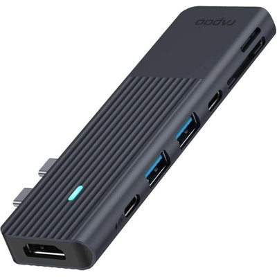 Rapoo Докинг станция RAPOO 11411, USB 3.2 Gen 1, 7 портов (USB-A, USB-C, HDMI, SD, MicroSD) - RAPOO-11411 (RAPOO-11411)