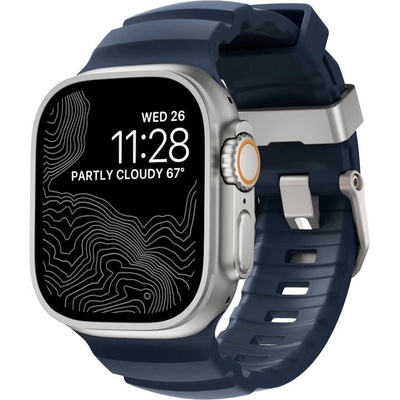 Nomad Силиконова каишка за Apple Watch 44мм, 45мм, 46мм, Ultra, Ultra 2, Ultra 3 49мм - Nomad Rocky Point Strap (тъмносин) (NM013589858)