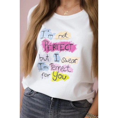 Blouse with Perfect white print biela