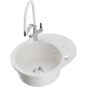 Mexen Kevin гранитна мивка с една камера с кухненски смесител Duo, бял - 6517-20-671701-02 (6517-20-671701-02)