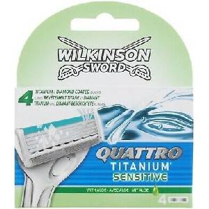 Wilkinson Sword Quattro Резервни ножчета за бръснене Titanium Sensitive, 4 броя