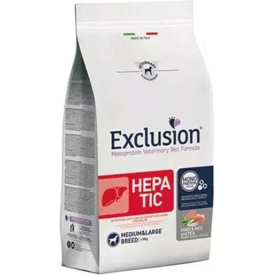 Exclusion Hepatic Medium & Large Breed bravčové mäso & ryža & hrášok 12 kg