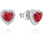 Silenti Jewelry Сребърни обеци "Сърца" - Червен