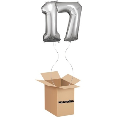 HeliumKing Balónový box Narodeninové číslo 17 strieborný 86 cm
