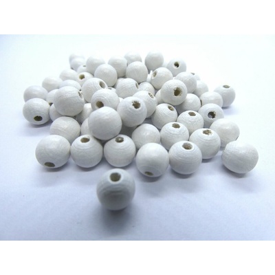 Pro Háčkování Dřevěný korálek 8 mm 20 ks bílý