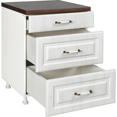 Matis Кухненски шкаф долен с три чекмеджета rustic d60 3f бял