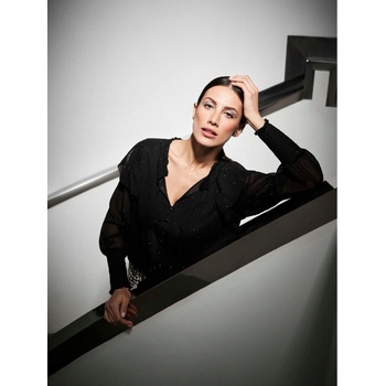 Moodo Черна дамска блуза с волани Moodo Moodo | Cheren | ЖЕНИ | XS