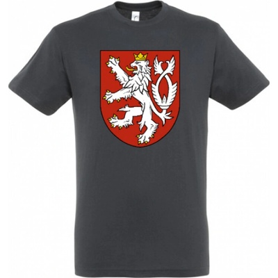 Tričko so symbolom Český lev tmavo sivé