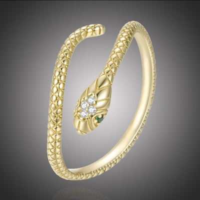 Grace Silver Jewellery Stříbrný prsten Graceful Snake Gold stříbro had P SCR666 B 3 Zlatá