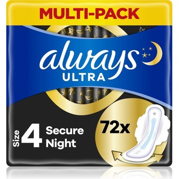 Always Ultra Hygienické Vložky Secure Night S Křidélky 72 ks