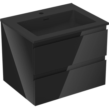 Mexen Orio шкаф за баня 60 см с мивка Otis, 2 чекмеджета, черен гланц/черен мат - 91A10-06047-2-BFF70-W18M71 (91A10-06047-2-BFF70-W18M71)