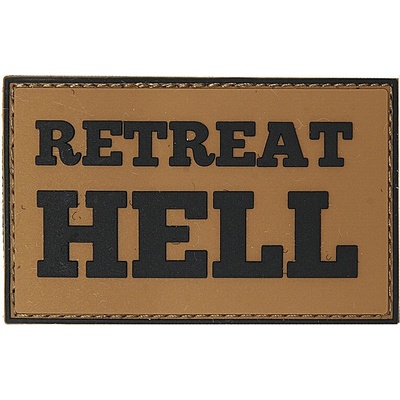 Gumená nášivka 101 Inc nápis Retreat Hell - coyote