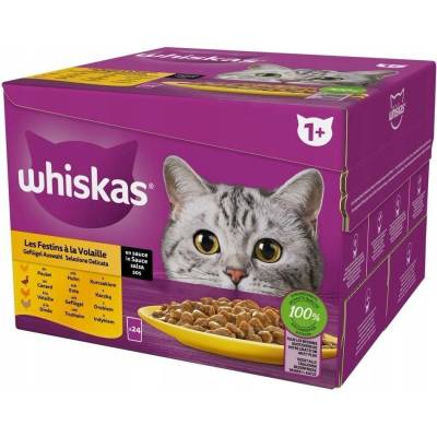 WHISKAS kuře, kachna, drůbež, krůta v omáčce 24x85 g
