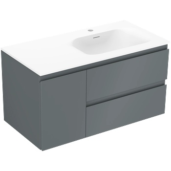 Mexen Orio шкаф за баня 90 см с мивка Vela дясна, 2S, 1D, графит мат/бял мат - 91A13-09047-3-BBFFF66-W23P01 (91A13-09047-3-BBFFF66-W23P01)