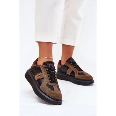 Big Star Shoes kožené dámske Sneakersy na Platforme By Daniel Lopez čierna hnedá