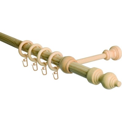 OK-GarnýžeCZ Garnýž jednořadá 28mm odstín borovice 140 cm do stěny / kroužky s háčkem
