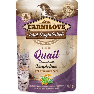 CARNILOVE Cat Castrate Rich in Quail enriched with Dandelion 85 g