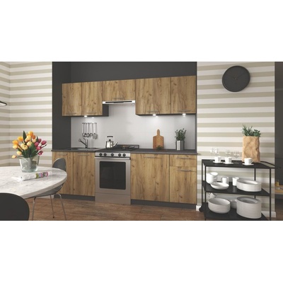 Halmar Kuchyňská linka Daria 240 cm antracit/dub craft – Sleviste.cz