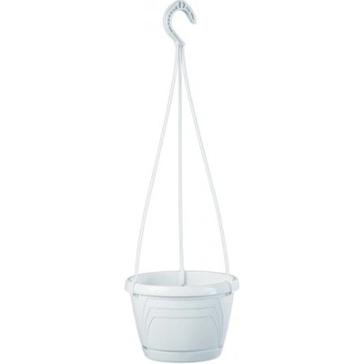 Nohel Garden květináč závěsný LOGATO s podmiskou plast bílý 25x17 cm