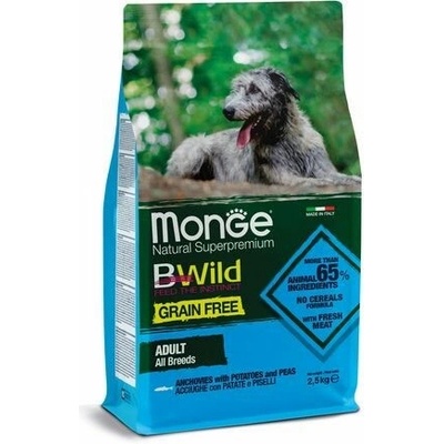 Monge BWild Grain Free Adult s ančovičkami bramborami a hráškem 2,5 kg