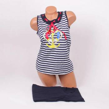 Image 1 of Пижама в морски мотиви - синьо и бяло райе с котва