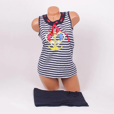 Пижама в морски мотиви - синьо и бяло райе с котва