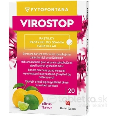 fytofontana VIROSTOP pastilky na cmúľanie príchuť citrusová inov.2024 20 ks