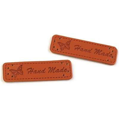 Prima-obchod Eko kůže cedulka / ozdoba / nášivka Handmade 15x50 mm, barva 1 hnědá