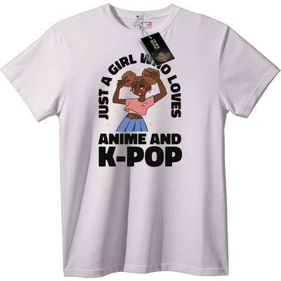 NOONEBRAND Тениска Аниме и K-Pop Момиче - L, White