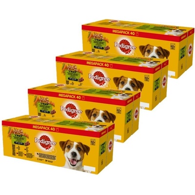 Pedigree Adult ve šťávě s hovězím masem kuřecím masem jehněčím masem s drůbeží 160 x 100 g