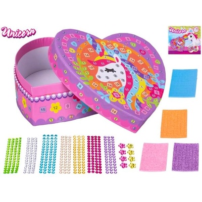 Mikro Комплект Unicorn - лепене на цветни камъчета върху кутия за бижута 13x12, 5см