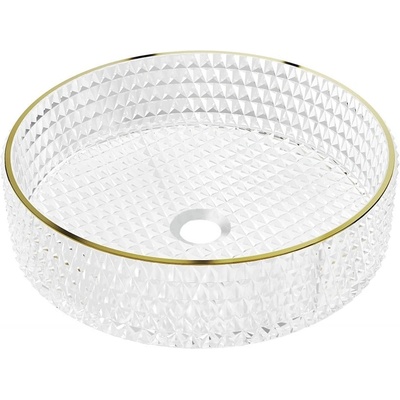 Mexen Aura стъклена мивка с монтаж на плот 39 x 39 cm, прозрачна/златна - 24013905 (24013905)