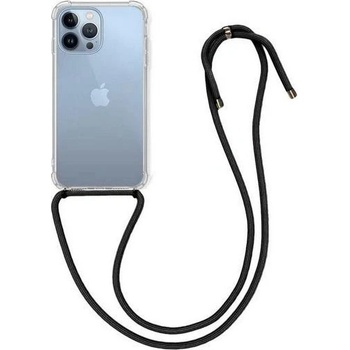 Púzdro TopQ iPhone 13 Pro Max silikón s čiernou šnúrkou čiré
