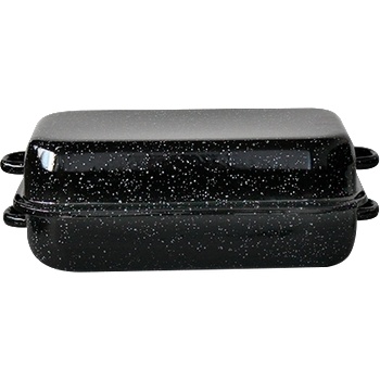 Румънски емайл РЯ-Тава правоъгълна с капак 32x20xh6cm ЧЕРНА (140+140C/32) (0160182)