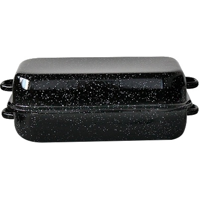 Румънски емайл РЯ-Тава правоъгълна с капак 32x20xh6cm ЧЕРНА (140+140C/32) (0160182)