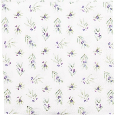 Clayre & Eef papírové ubrousky s olivami Olive Garden 33x33cm 20ks