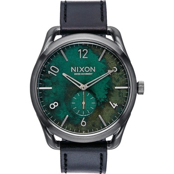 Nixon C45 Leather Gun Metal Green Oxyde