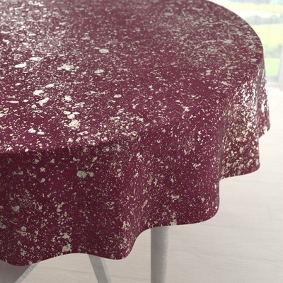 Biante Velký sametový kulatý ubrus Isabela IBL-006 Gold Design vínový Ø 160 cm