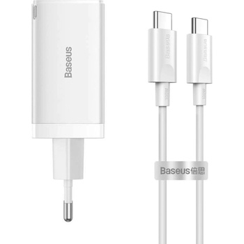 Baseus Мрежово зарядно устройство Baseus GaN5 Pro Fast, 65W, С PD кабел, Бял - 40410