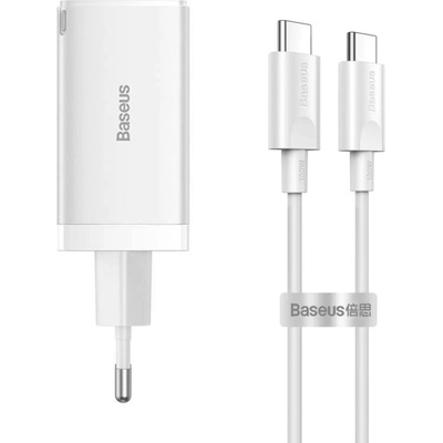 Baseus Мрежово зарядно устройство Baseus GaN5 Pro Fast, 65W, С PD кабел, Бял - 40410