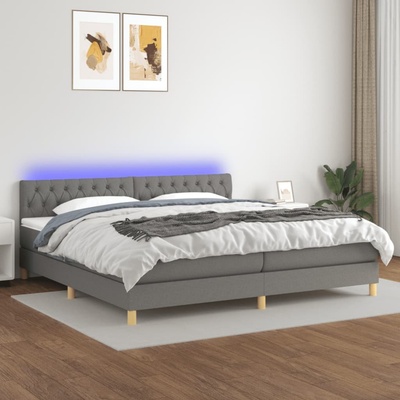 Petrashop 3133982 boxspring postel s matrací a LED tmavě šedá textil