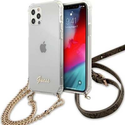 Púzdro Guess iPhone 12/12 Pro 4G Gold Chain čiré