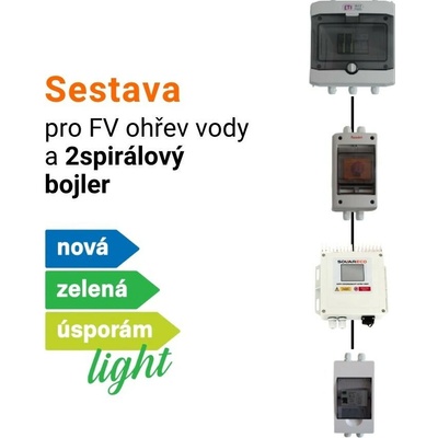 SolarEco DZD1x Mini sestava pro fotovoltaický ohřev vody NZÚ light pro 2spirálový bojler MPPT regulátor