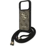 CG Mobile iPhone 17 Pro GUESS 4G BIG LOGO CORD STAP CROSSBODY пластмасов протектор за телефон, удароустойчив, кожен ефект на гърба + каишка за рамо, BARNA GUHCP17LP4GMGCRK (GUHCP17LP4GMGCRW)