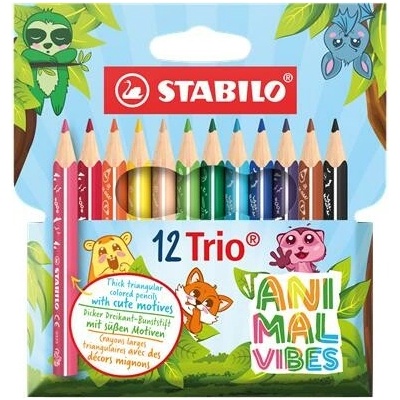 Stabilo „Trio Thick Short Animal Vibes sada barevných tužek trojhranných silných 12 různých barev 205 12 05