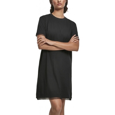 Urban classics Ladies Boxy Lace Hem Tee Dress black
